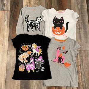 Bundle of 4 girls size 7/8 Halloween Shirts. 1 long sleeve and 3 short.